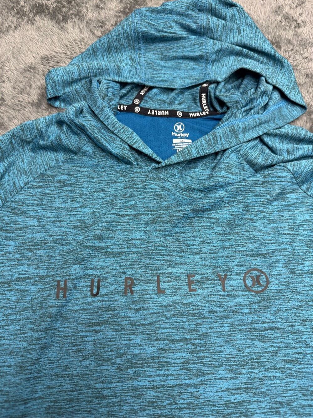 Hurley Men's XXL Heathered Teal Lightweight Hoodie in great shape!